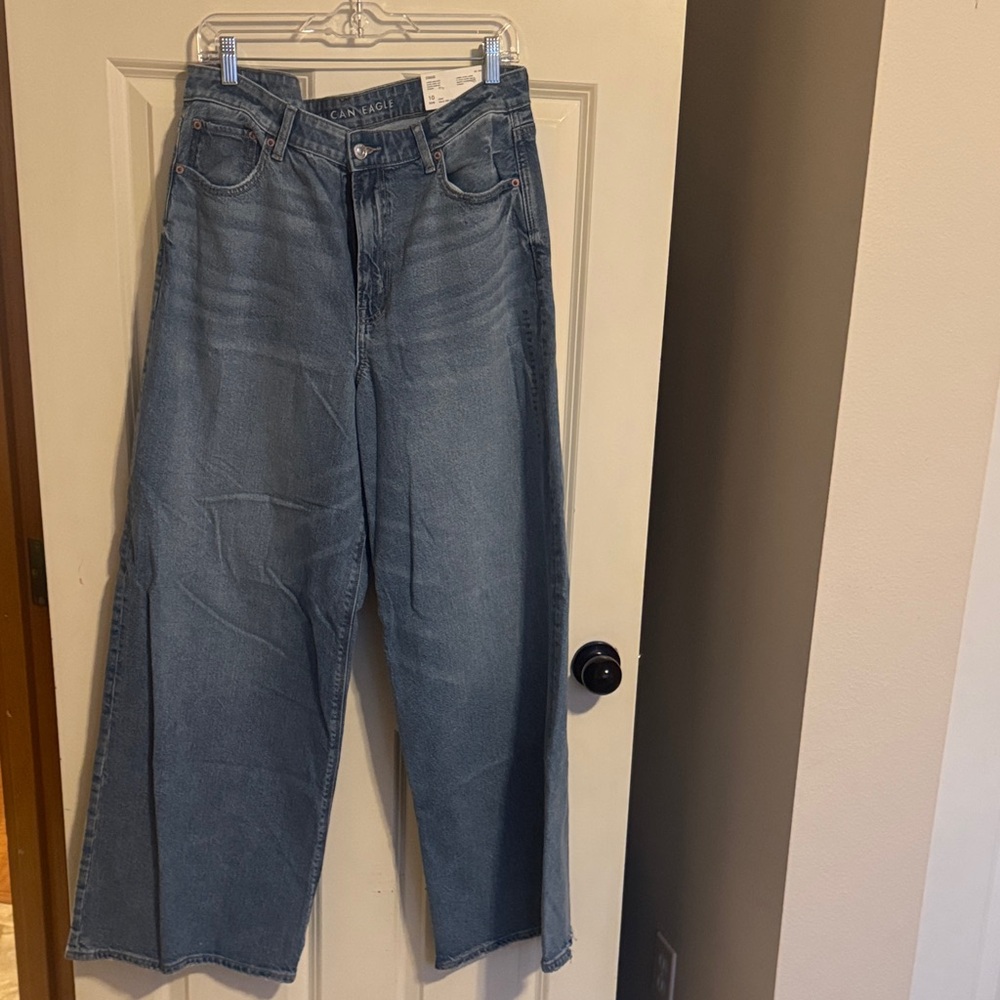 Casual Blue Wide-Leg Jeans American eagle women
